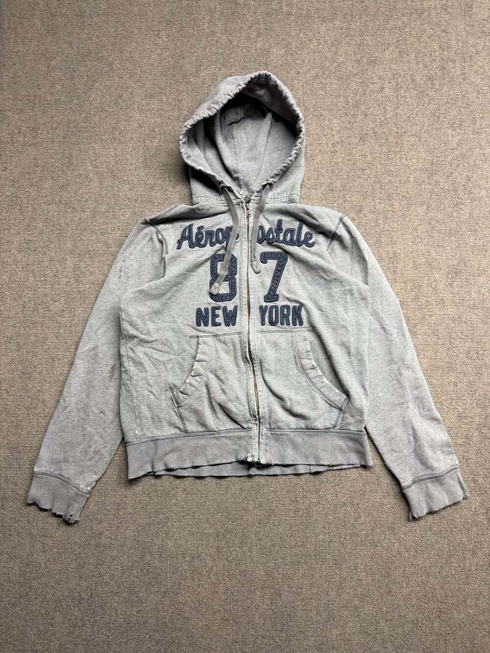 Aeropostale 87 New York Full Zip Hoodie Size XL Gray